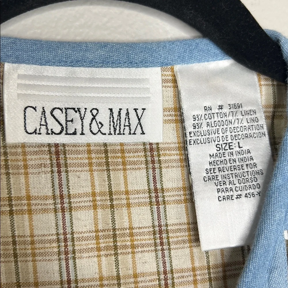 Vintage Casey & Max Patchwork Safari Animals Lattice And Plaid Cotton Linen Vest